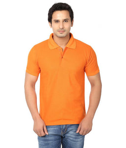 Men Orange Cotton Blend Half Sleeves Polos T-Shirt