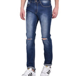 Blue Strechable Distressed Denim Jeans