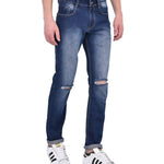 Blue Strechable Distressed Denim Jeans