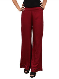 Maroon Solid Rayon Palazzo