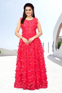 STYLISH BUTTERFLY CUT WORK EMBROIDERY GOWN