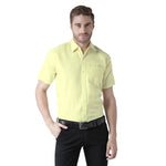 Yellow Cotton Half Sleeve Solid Formal Shirt