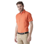 Orange Cotton Half Sleeve Solid Formal Shirt