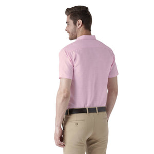 Pink Cotton Half Sleeve Solid Formal Shirt