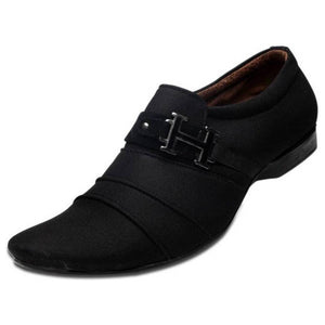 Black Partywear Fabric Casual Shoes for Men