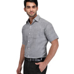 Grey Cotton Solid Regular Fit Formal Shirt
