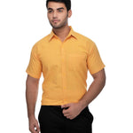 Yellow Cotton Solid Regular Fit Formal Shirt