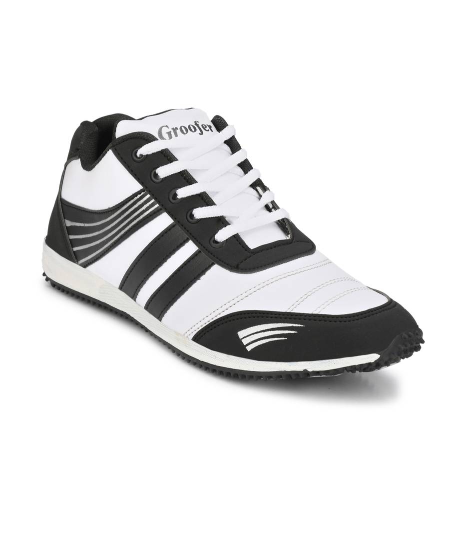 Men's White And Black Running Shoes