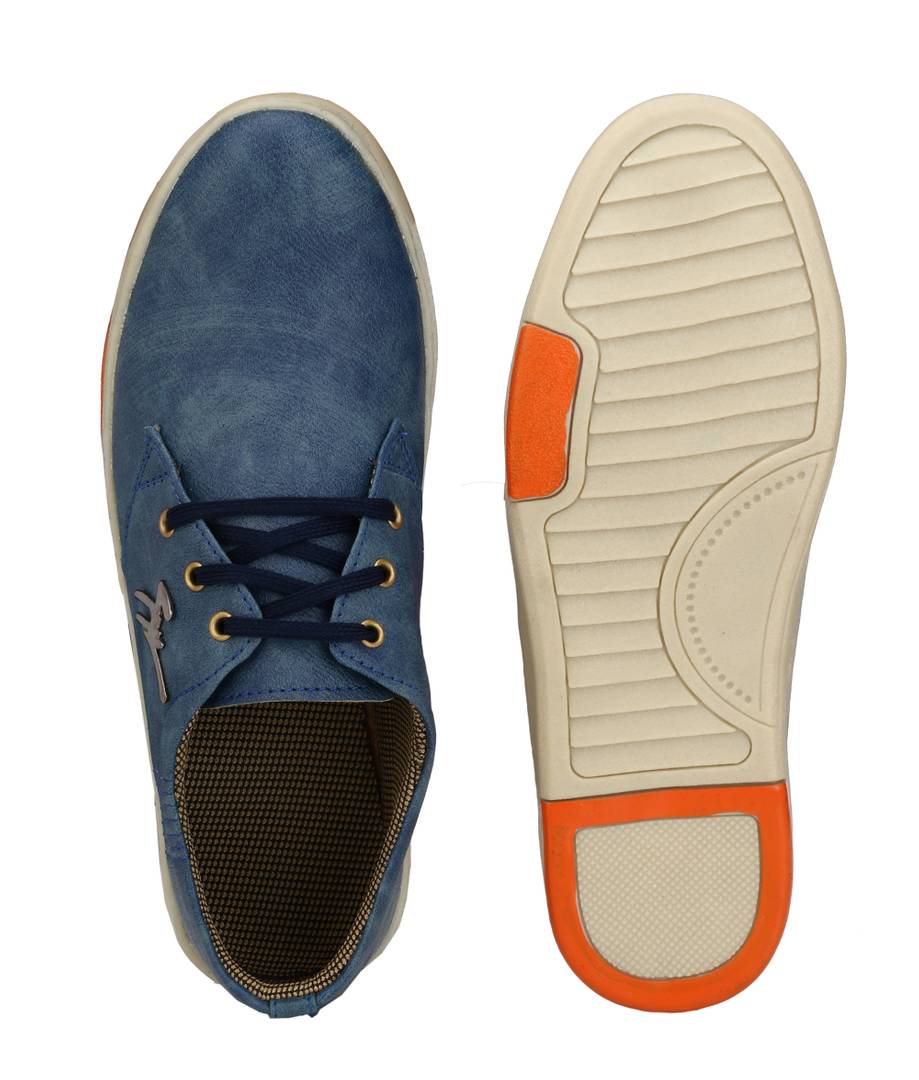 Men Blue Synthetic Smart Casual Shoes