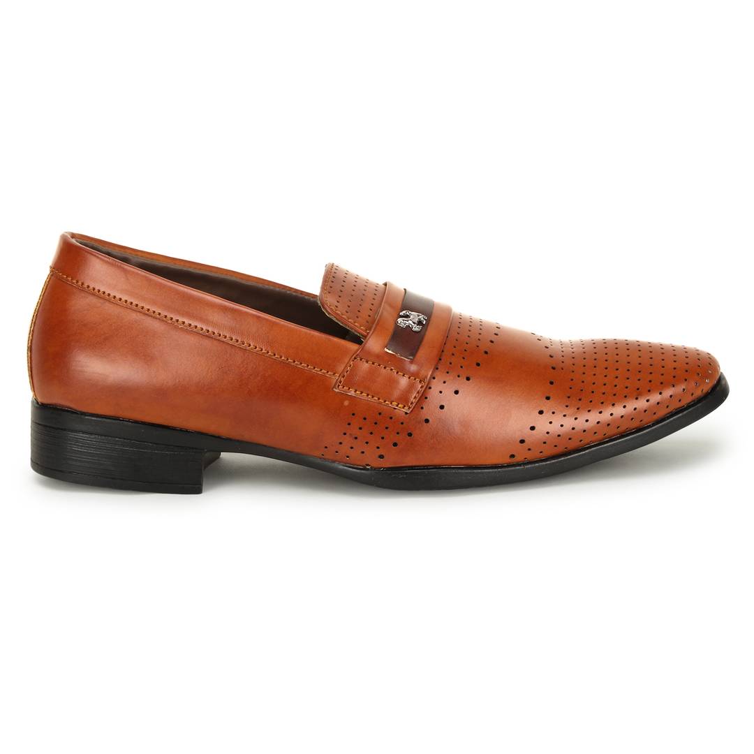 Dotted Slip On Synthetic Leather Formal Shoes For Men