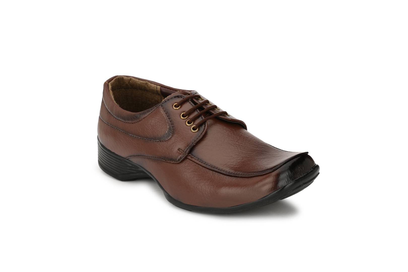 Brown Lace-up Synthetic Formal Shoes