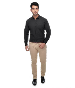 Black Cotton Regular Fit Formal Shirt