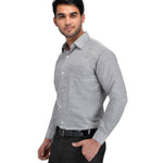 Grey Cotton Regular Fit Formal Shirt