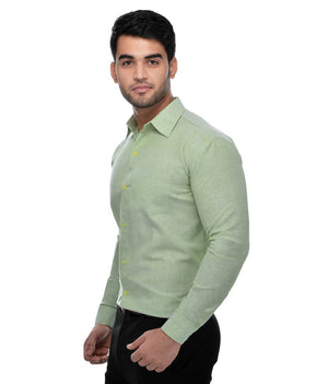 Green Cotton Regular Fit Formal Shirt