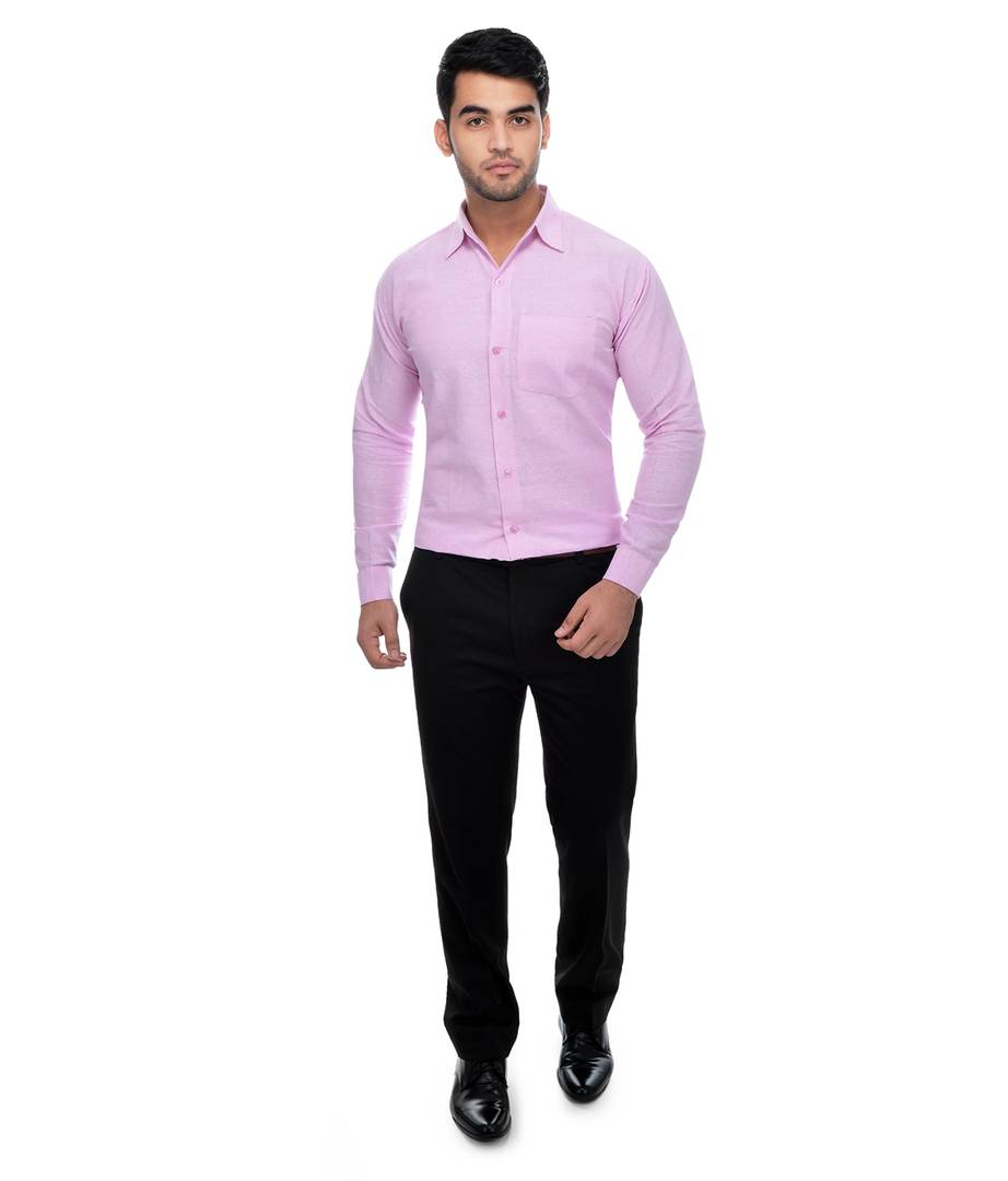 Pink Cotton Regular Fit Formal Shirt