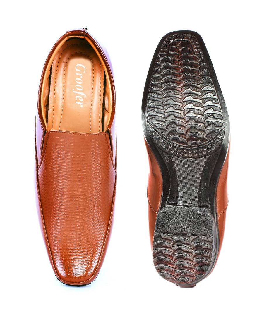 Men's Tan Slip-on Synthetic Party wear Formal Shoes