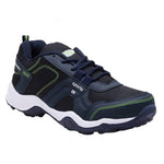 Navy Blue Parrot Green Lace Up Running Shoes