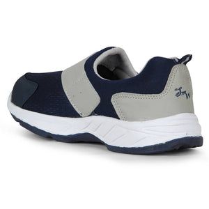 Men Navy Blue Grey Self Design Sports Running Shoes