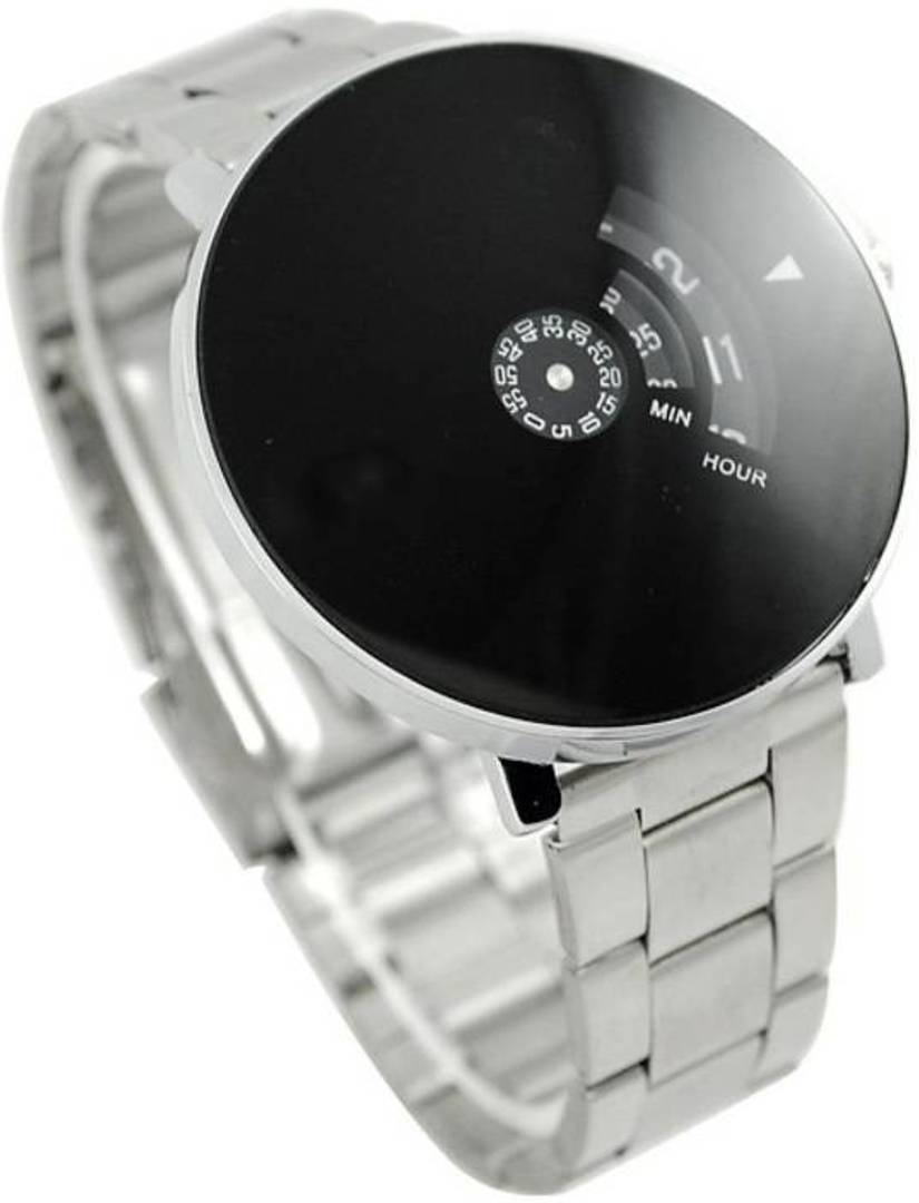 Black Quartz Wrist Watch - Turntable Dial Style - Men's Watch