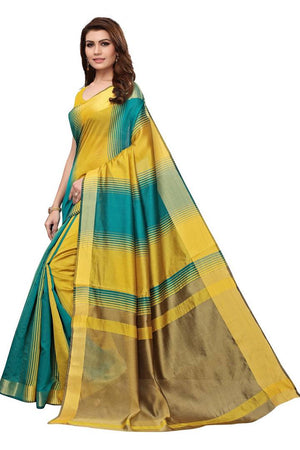 Multicoloured Printed Cotton Silk Saree with Blouse piece