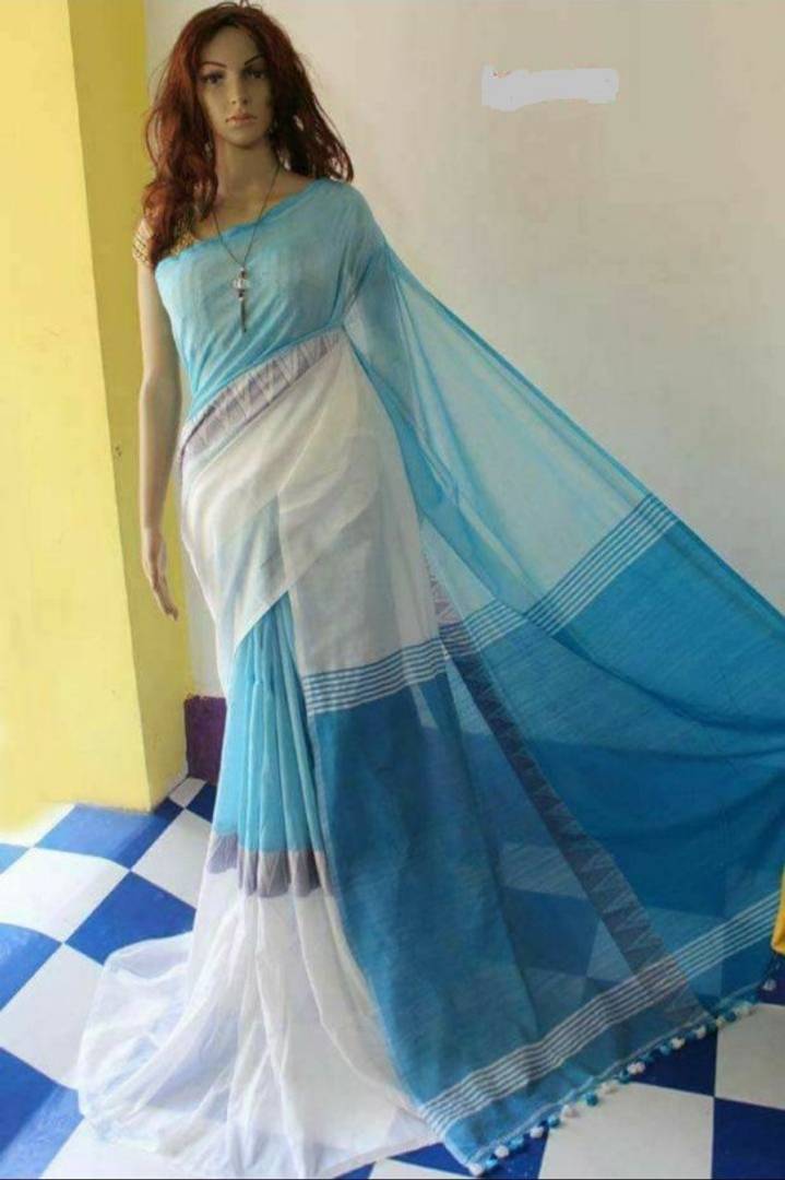 Trendy Handloom Khadi cotton Saree With Blouse Piece