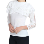 White Crepe Solid Blouse Top