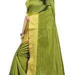 Green Solid Art Silk Saree with Blouse piece