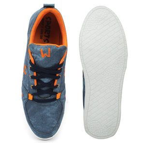 Men's Blue Lace -up Synthetic Suede Casual Shoes