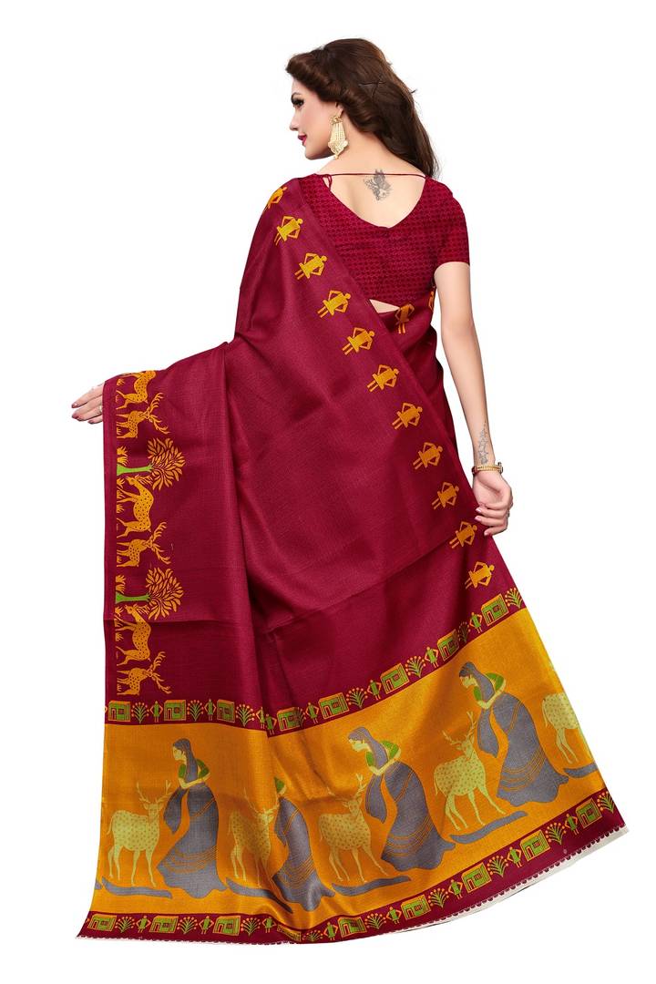 Multicoloured Khadi Silk Saree With Blouse Piece Pack Of 2