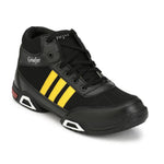 Men's Black And yellow High Top Synthetic Sport Shoes