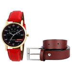 Stylish look Leatherette  Needle Pin Point Belt And Get Watch