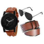 Dial  Strap High Quality Wrist Watch With  Belt And Aviator Glasses