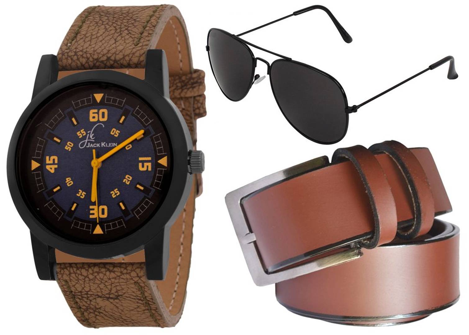 High Quality Stylish And Funky Wrist Watch With  Belt And Aviator Glasses