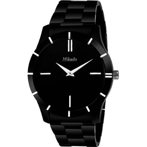 Men's Black Analog Watch With Metal Strap