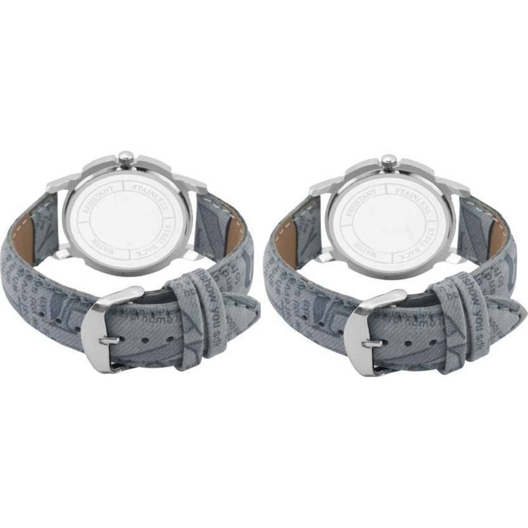Men's Grey Analog Watch With Genuine Leather Strap Pack Of 2