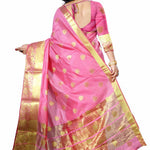 Pink Woven Design Cotton Silk Saree with Blouse piece