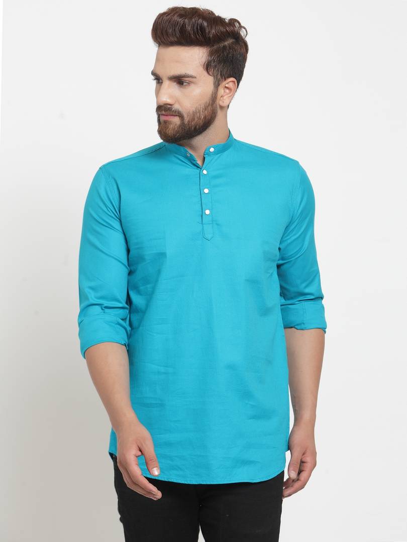 Blue Solid Cotton Regular Fit Casual Shirt