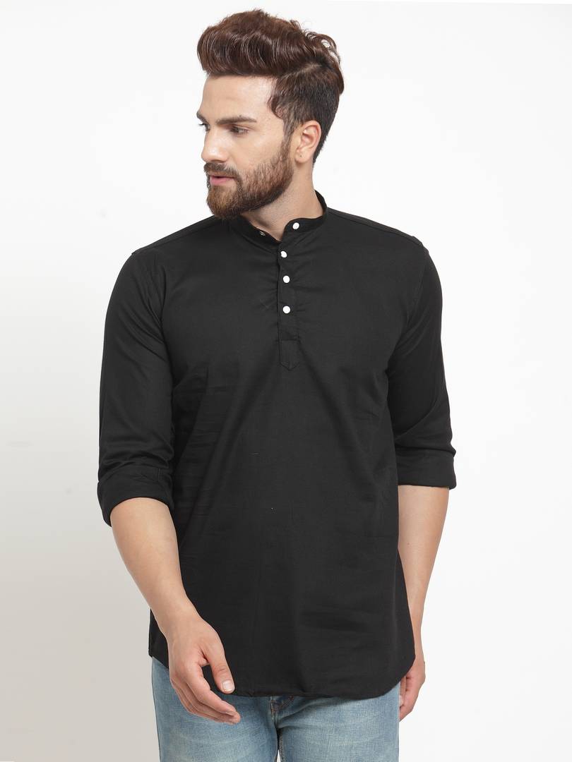 Black Solid Cotton Regular Fit Casual Shirt
