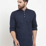 Navy Blue Solid Cotton Regular Fit Casual Shirt