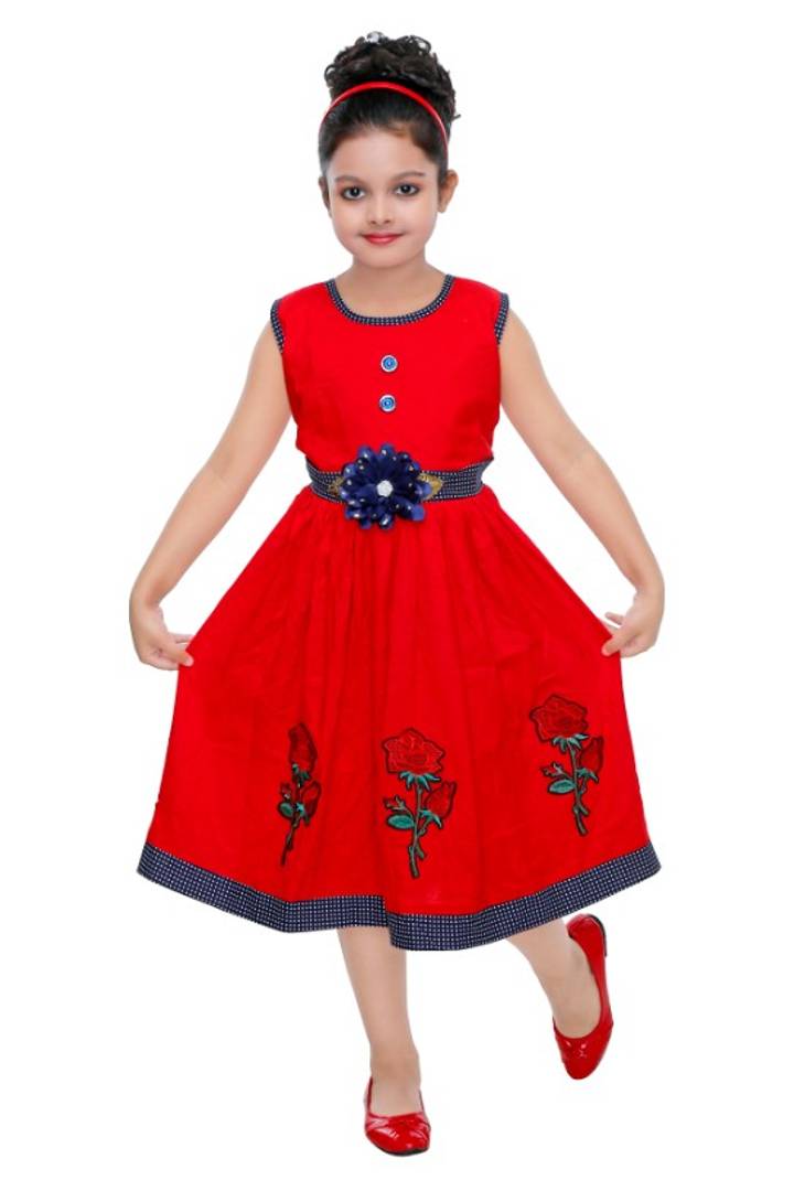 SUPER ROSE RED COTTON FROCK