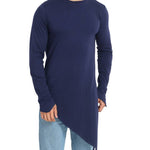 Men's Navy Blue Solid Cotton Round Neck T-Shirt