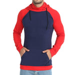 Men's Navy Blue Self Pattern Cotton Hooded T-Shirt