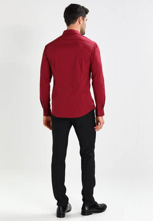 Maroon Cotton Slim Fit Casual Shirt