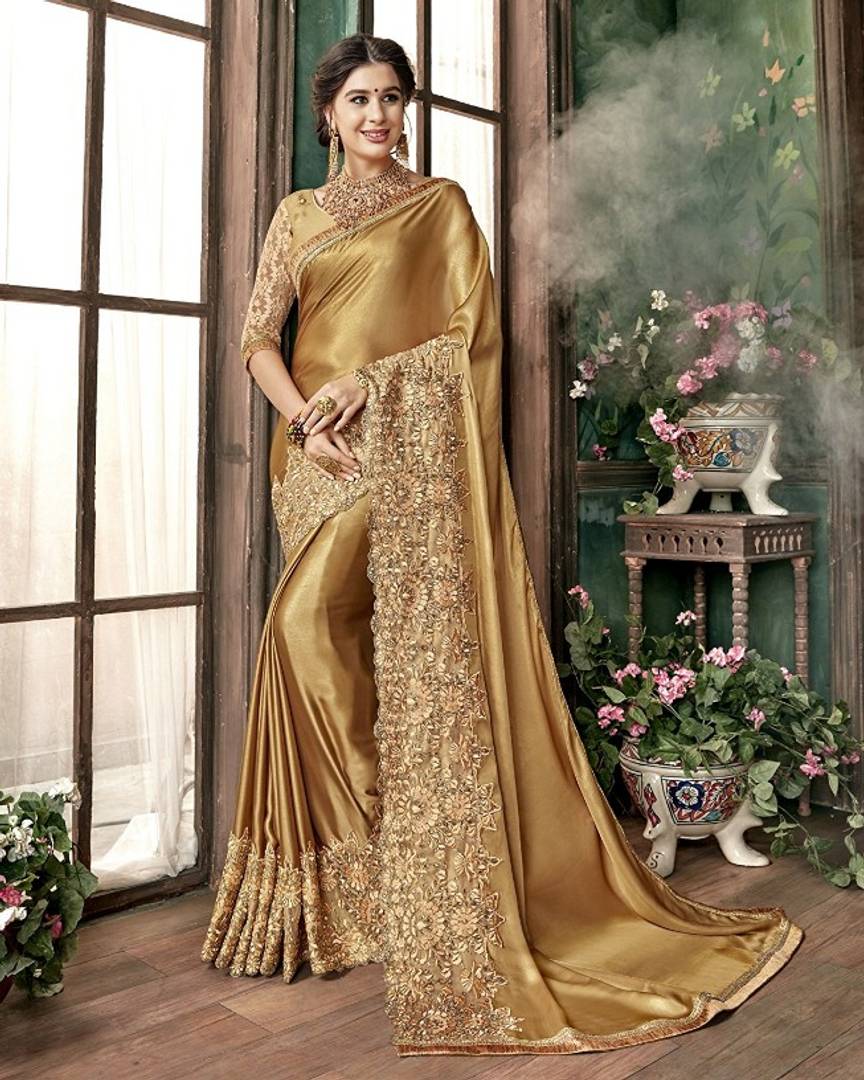 Designer Poly Silk Embroidered Saree with Blouse piece