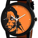 Orange Dial Black Strap Boy's Analog Watch With Black Cap And Foldable Sunglass