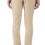 Light Brown Stretchable Slim Fit Trousers For Men