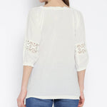 White Solid Cotton Blouse Top