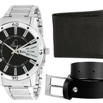 Belt And Wallet With High Quality Day And Date Working Metal Analogue Wrist Watch