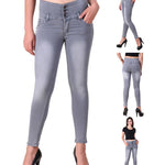 Grey Denim Regular Fit Mid Rise Jeans