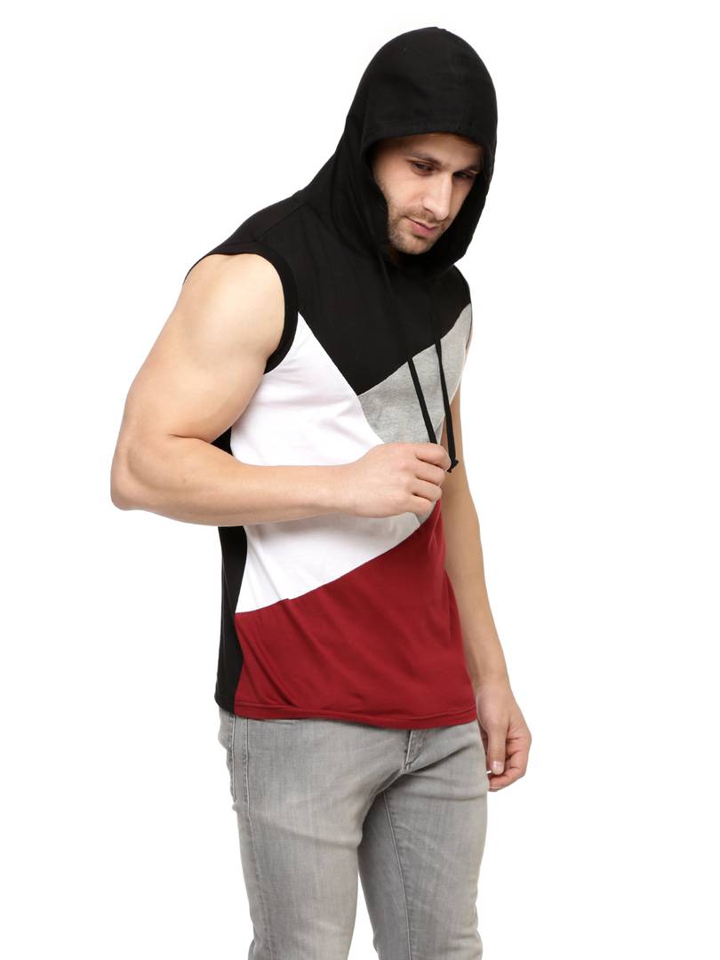 Multicoloured Cotton Colourblocked Hooded Tees